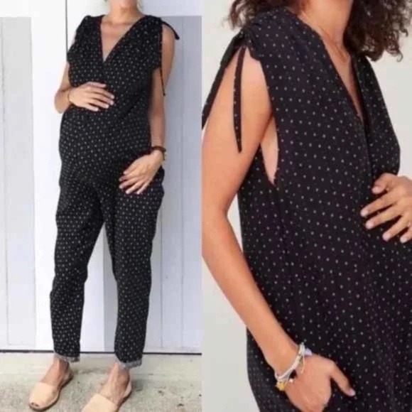 Hatch Maternity Twilight Jumpsuit Black Batik Floral XS - Picture 8 of 8